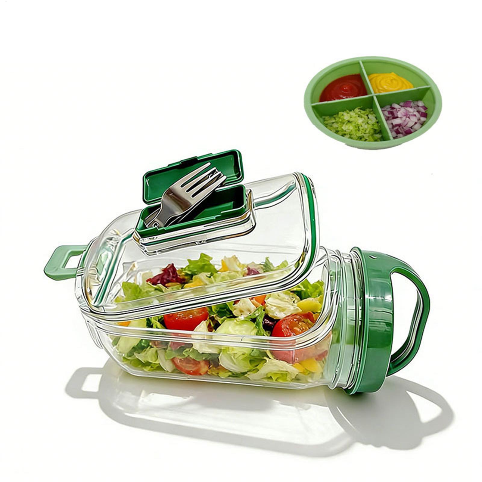Meal Prep Gym - Saladepot met zijopening 1000ml Lekvrije maaltijdvoorbereidingscontainer