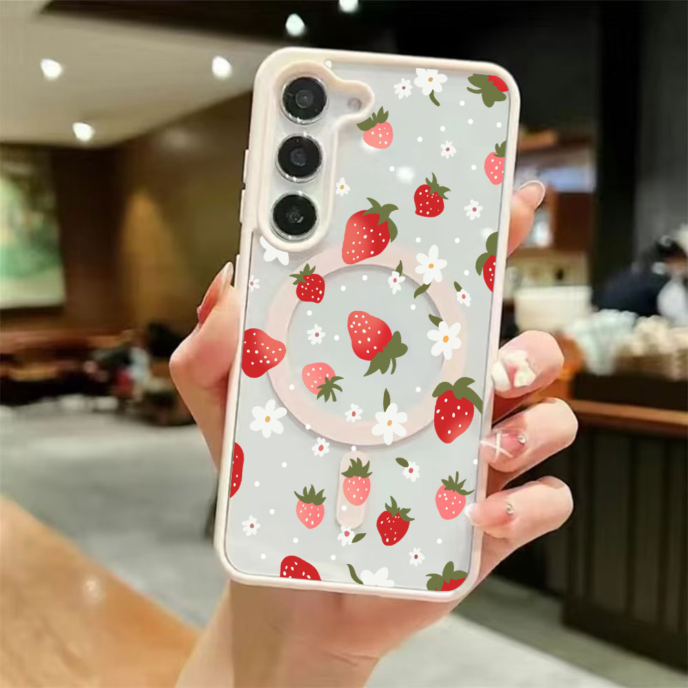 Strawberry Huller - Zoete Aardbei Patroon Magnetische Telefoonhoes Voor