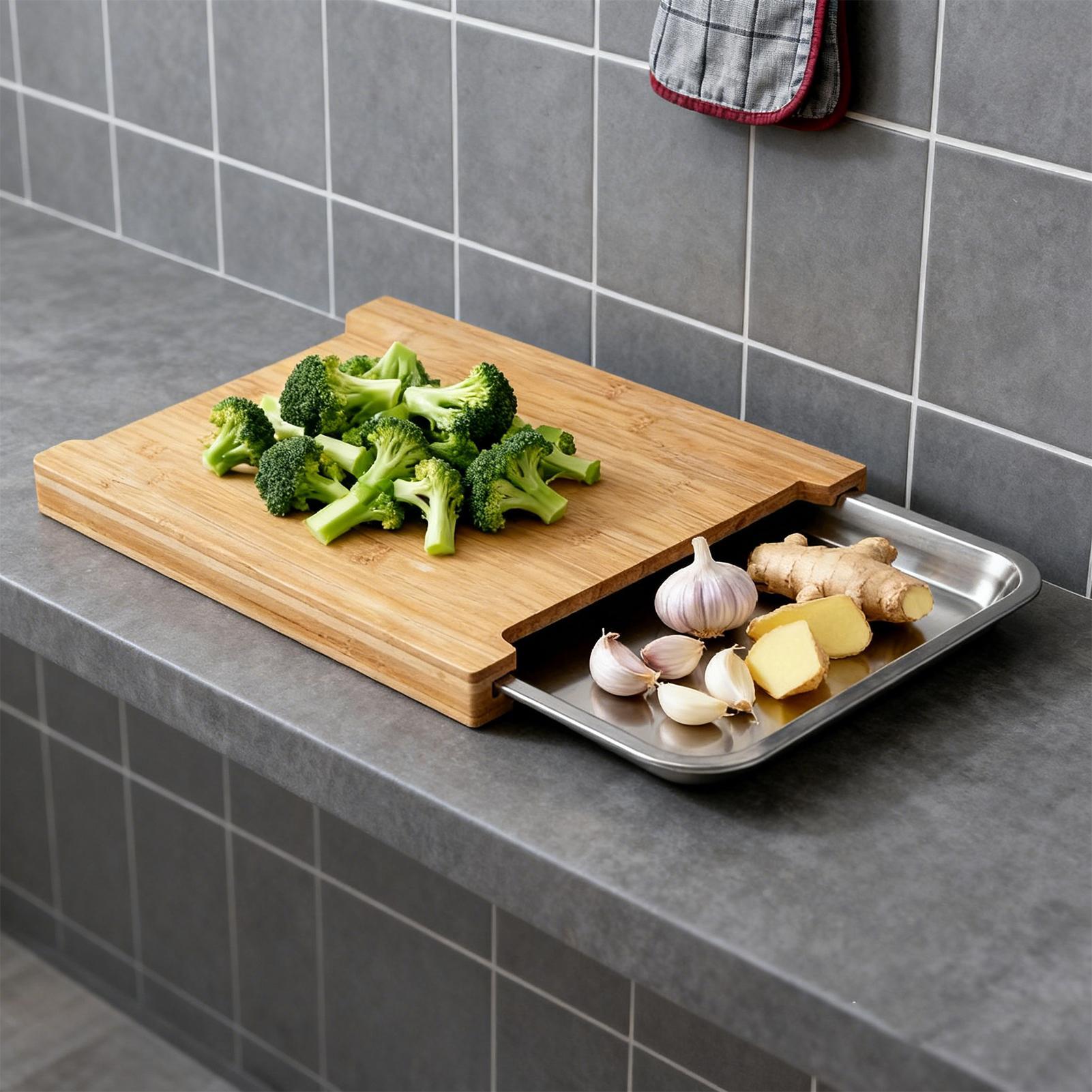 Meal Prep Cutting - Houten snijplank, antislip, voor het bereiden