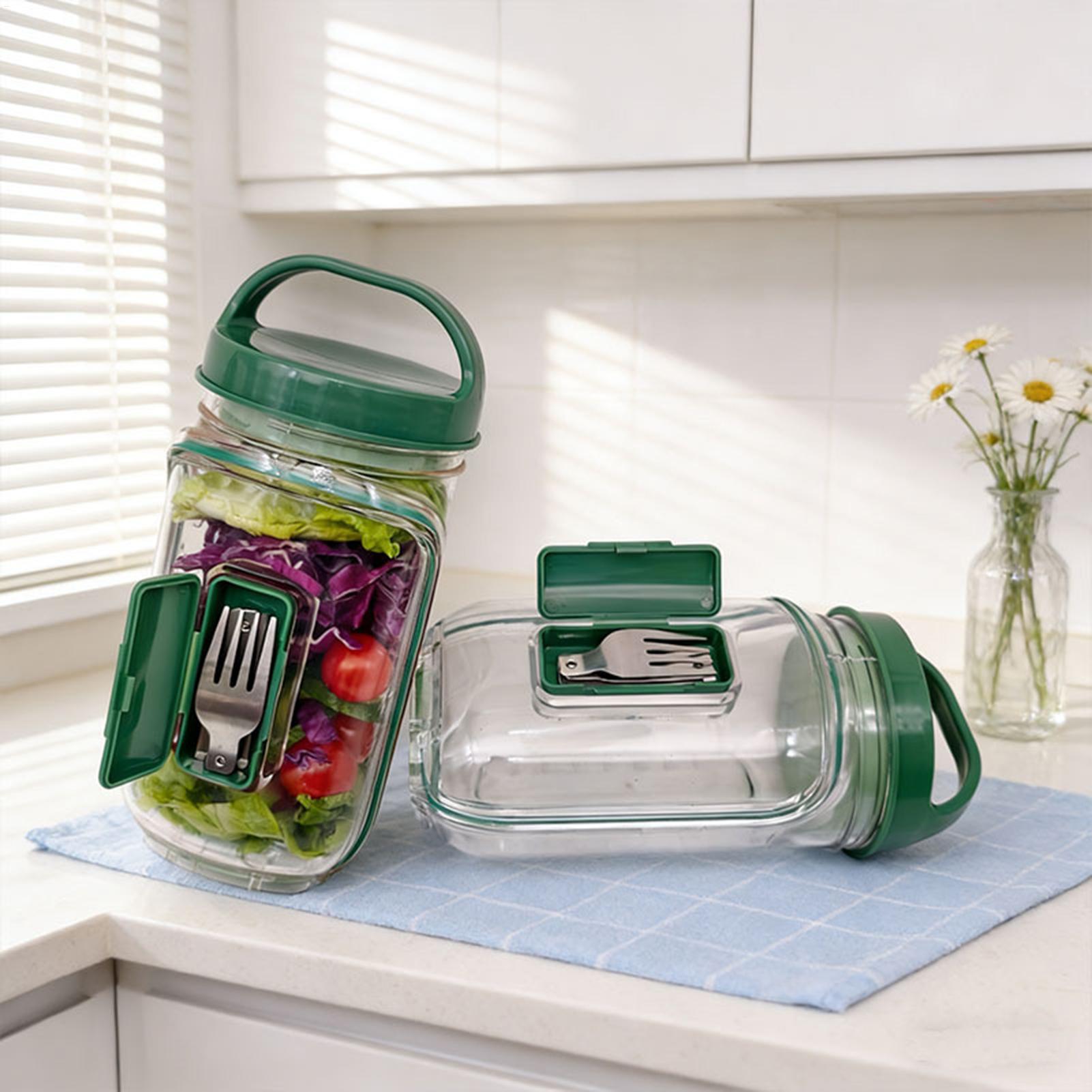 Meal Prep Gym - 1000ml Lekvrije Saladecontainer Saladepot met Zijopening