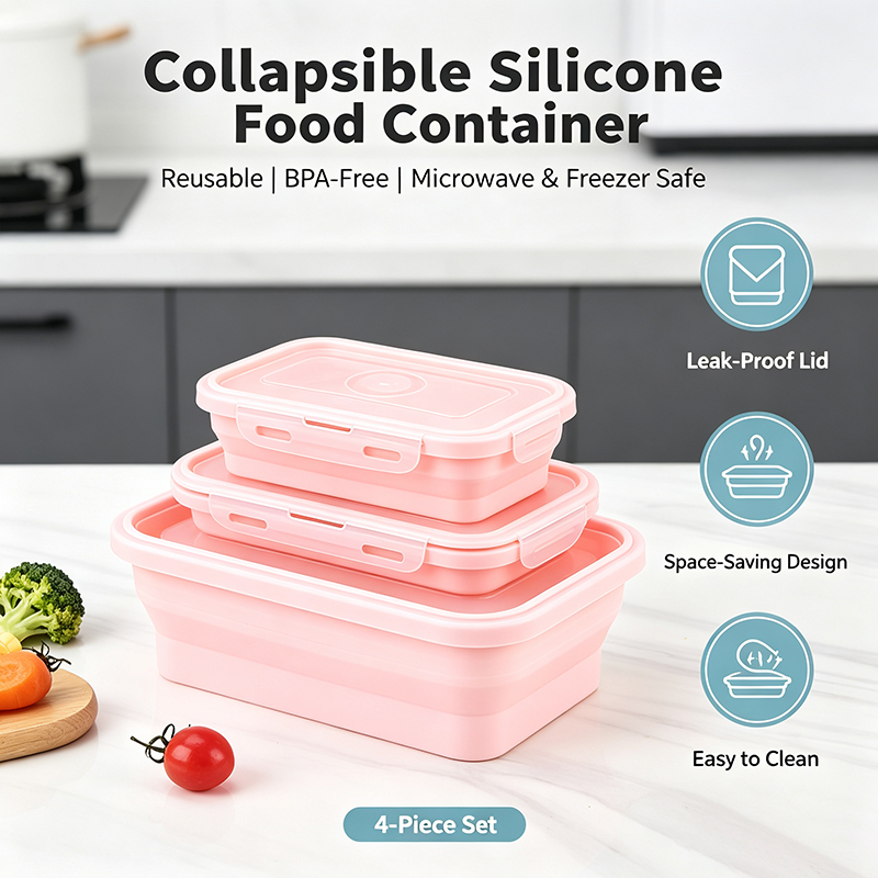 Meal Prep No Microwave - 4 stuks opvouwbare siliconen lunchbox draagbare