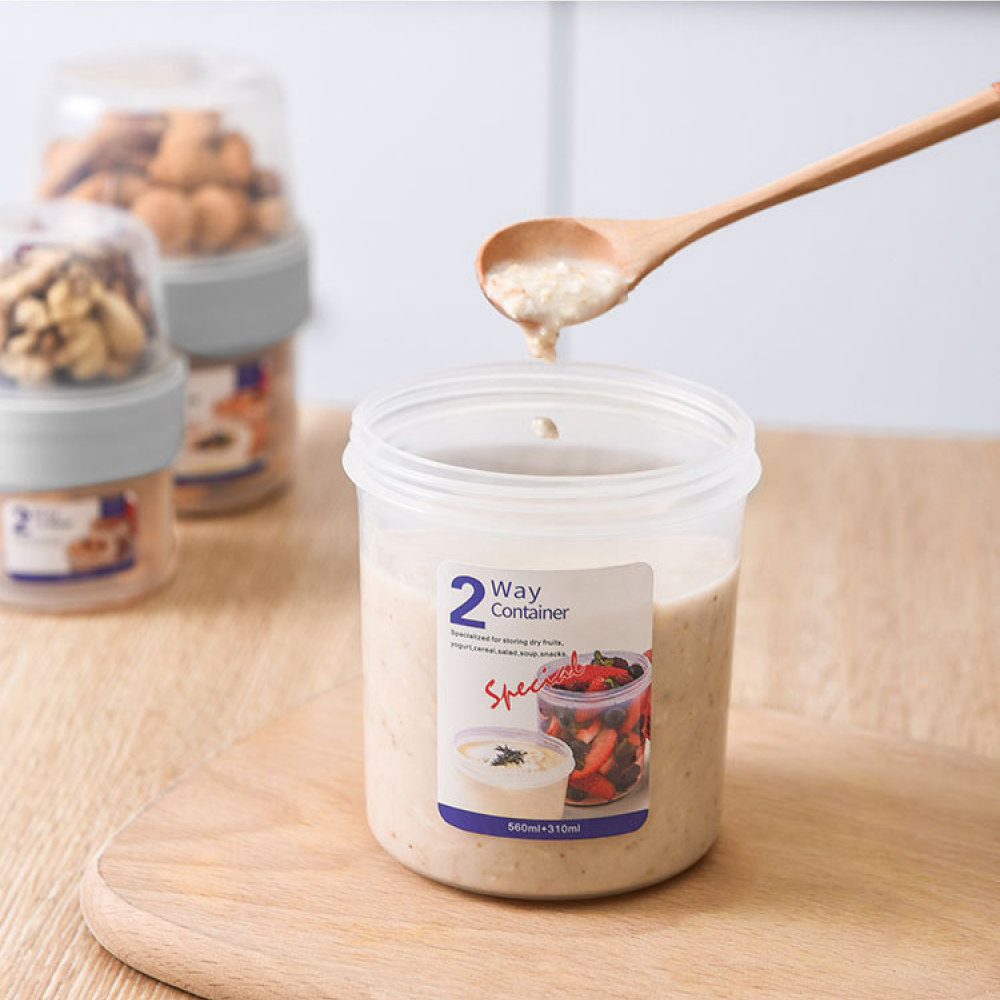 Meal Prep Yogurt Bowl - Draagbare Dubbellaagse Voedselbewaarbox Luchtdichte Container Voor